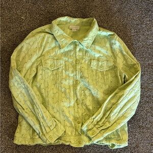 Green Eyelet Button-Up Jacket